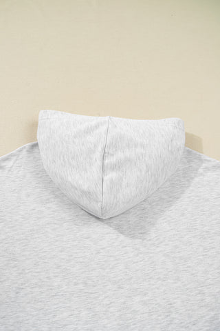 Light Grey Camouflage Patchwork Asymmetric Sleeve Plus Size Hoodie